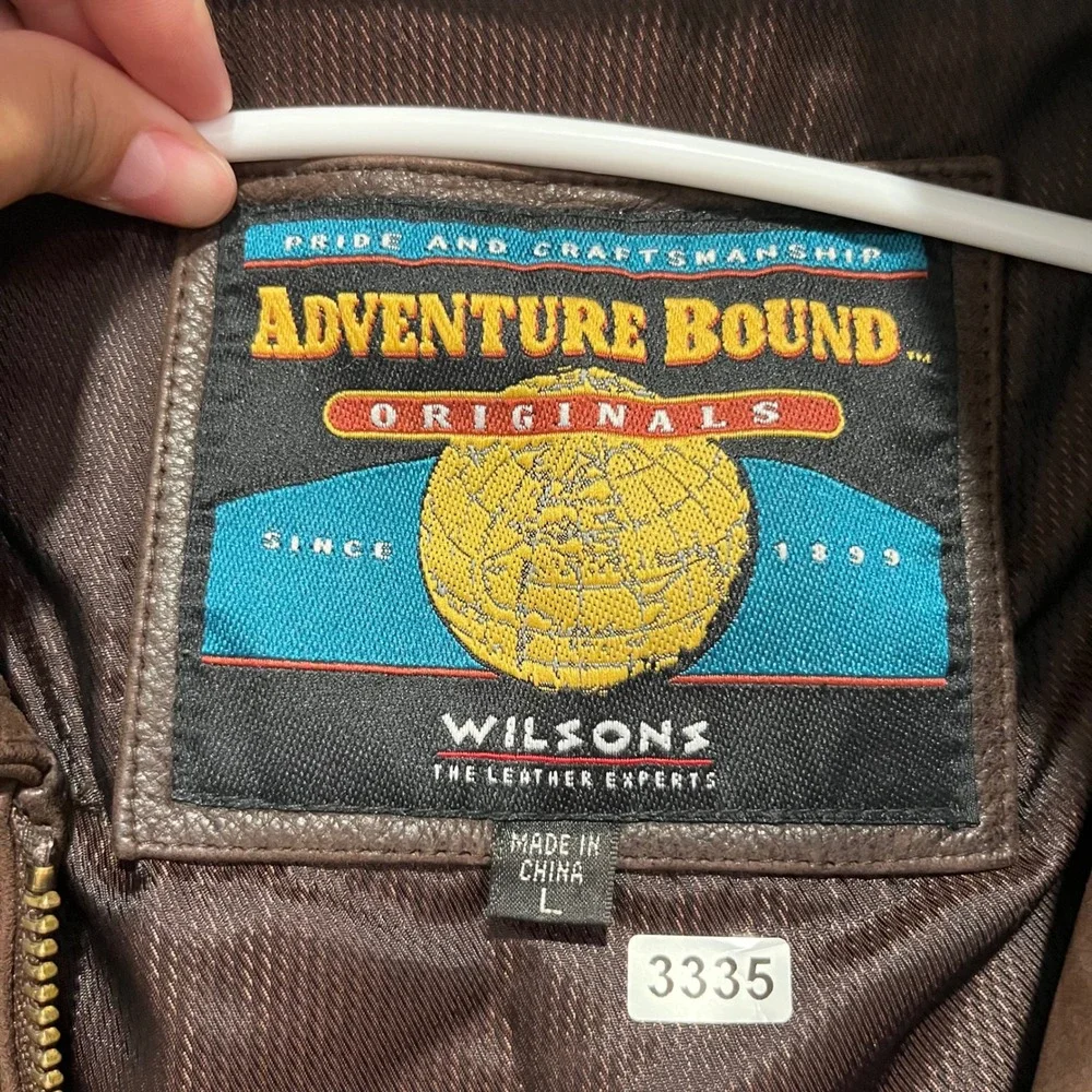 Wilsons Leather Adventure Bound Originals Brown Leather Parka Hooded Jacket L